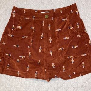 High waist, brown cord, shorts, szM